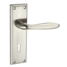 Smith & Locke Blyth Fire Rated Lever Lock Door Handle Pair Brushed Nickel