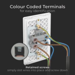 British General Evolve 45A 2-Gang 2-Pole Cooker Switch Pearlescent White with LED with White Inserts