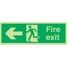 Nite-Glo  Photoluminescent "Fire Exit" Left Arrow Sign 150mm x 450mm