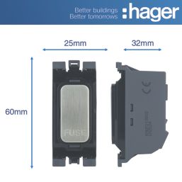 Hager Sollysta WMGFU13BSB 13A Grid Fused Spur Brushed Steel with Black Inserts