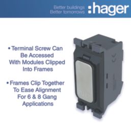Hager Sollysta WMGFU13BSB 13A Grid Fused Spur Brushed Steel with Black Inserts