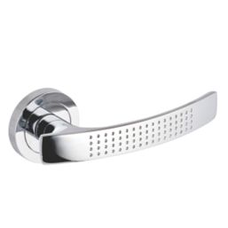 Smith & Locke Compton Fire Rated Lever on Rose Door Handles Pair Polished Chrome