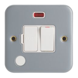 Contactum  13A Switched Metal Clad Fused Spur & Flex Outlet with Neon  with White Inserts