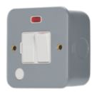 Contactum  13A Switched Metal Clad Fused Spur & Flex Outlet with Neon  with White Inserts