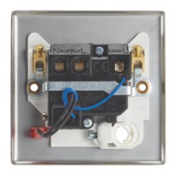 Contactum iConic 13A Switched Fused Spur & Flex Outlet with Neon Brushed Steel with White Inserts