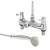 1/4 Turn Dual Commercial Lever Bath/Shower Mixer Bathroom Tap Chrome