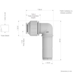 JG Speedfit  Plastic Push-Fit Reducing 90° Stem Elbow F 10mm x M 15mm