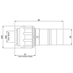 Flomasta  Plastic Push-Fit Reducing Coupler F 22mm x M 28mm