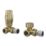 ETAL Danva 15mm x 1/2" Brushed Brass Corner Modern Thermostatic Radiator Valve & Lockshield