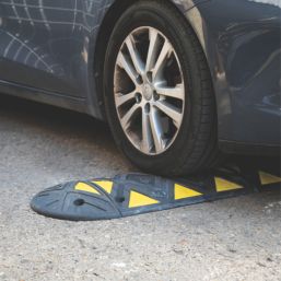 JSP 10mph Speed Bump End Caps Black / Yellow 50mm 2 Pack