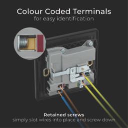 British General Evolve 13A 1-Gang SP Switched Socket + 3A 18W 2-Outlet Type A & C USB Charger Satin Brass with Black Inserts