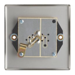 Contactum iConic 1-Gang F-Type Satellite Socket Brushed Steel with Black Inserts