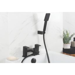 Bristan Cobalt Black 123mm Deck Mounted Dual Control Manual Shower Mixer Tap