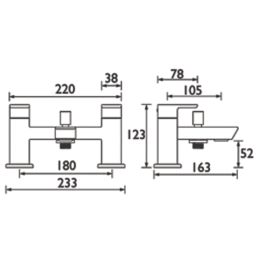 Bristan Cobalt Black 123mm Deck Mounted Dual Control Manual Shower Mixer Tap