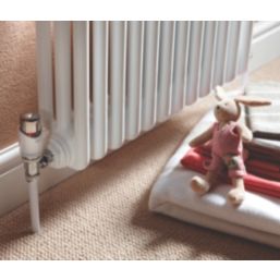 Drayton TRV4 15mm x 1/2" White/Chrome Angled Designer Thermostatic Radiator Valve Head & Body