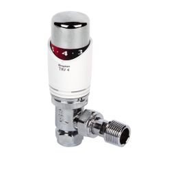 Drayton TRV4 15mm x 1/2" White/Chrome Angled Designer Thermostatic Radiator Valve Head & Body