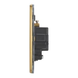 Contactum Lyric 2A 1-Gang Unswitched Round Pin Socket Brushed Brass with Black Inserts
