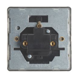 Contactum Lyric 2A 1-Gang Unswitched Round Pin Socket Brushed Brass with Black Inserts