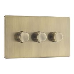 LAP  3-Gang 2-Way LED Dimmer Switch  Antique Brass with Colour-Matched Inserts
