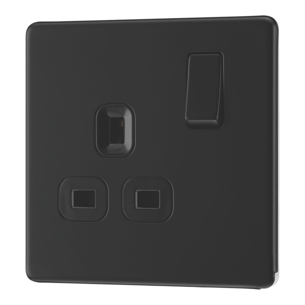 LAP 13A 1-Gang DP Switched Socket Matt Black with Black Inserts - Screwfix
