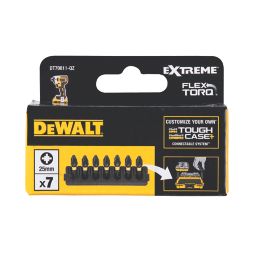 DEWALT Flextorq 6.35mm 25mm Hex Shank PZ2 Screwdriver Bits 7 Pieces