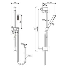Ideal Standard Idealrain Single Function Stick Shower Kit Chrome