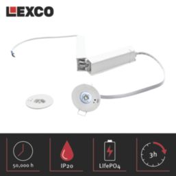 Lexco  Fixed  Recessed Non-Maintained Emergency LED Downlight White 1.2W 190lm 50mm