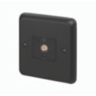 MK Contoura 1-Gang Coaxial TV / FM Socket Black with Colour-Matched Inserts
