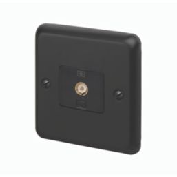 MK Contoura 1-Gang Coaxial TV / FM Socket Black with Colour-Matched Inserts