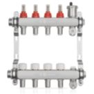 JG Underfloor 4 Port LowFit Heating Manifold Brushed Steel