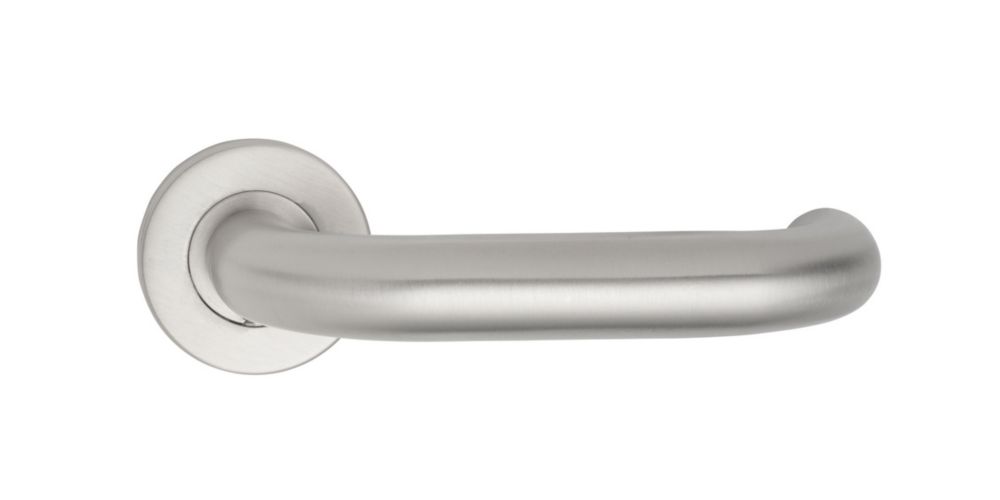 Eurospec Fire Rated Safety Lever on Rose Pair Satin Stainless Steel ...