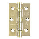 Smith & Locke  Electro Brass Grade 7 Fire Rated Ball Bearing Hinges 76x51mm 2 Pack