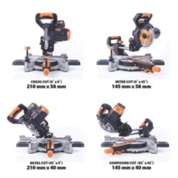 Evolution R255SMS-DB-Li 255mm 36V Li-Ion EXT Brushless Cordless Double-Bevel Sliding Mitre Saw - Bare