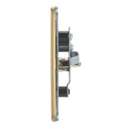 Contactum Lyric 2-Gang Female Coaxial TV Socket Brushed Brass with Black Inserts