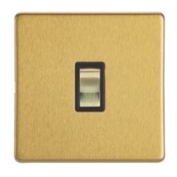 Contactum Lyric 10AX 1-Gang 2-Way Light Switch  Brushed Brass with Black Inserts