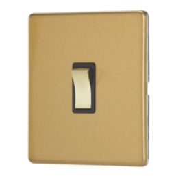 Contactum Lyric 10AX 1-Gang 2-Way Light Switch  Brushed Brass with Black Inserts