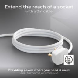 Masterplug 13A 3-Gang Unswitched  Extension Lead + 2.1A 2-Outlet Type A & C USB Charger White 2m