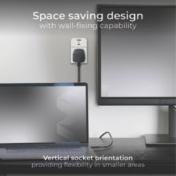 Masterplug 13A 3-Gang Unswitched  Extension Lead + 2.1A 2-Outlet Type A & C USB Charger White 2m