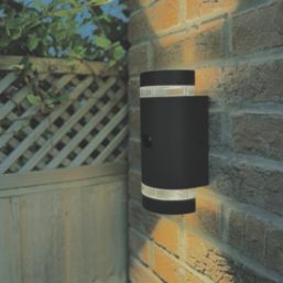 Lutec Focus Outdoor Up & Down Wall Light With PIR Sensor Matt Black