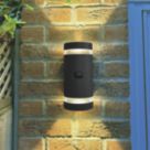 Lutec Focus Outdoor Up & Down Wall Light With PIR Sensor Matt Black
