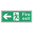 Non Photoluminescent "Fire Exit Man Left Arrow" Sign 150 x 400mm