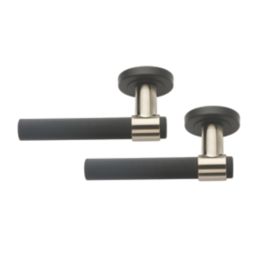 Designer Levers Kensington Knurled Lever on Rose Door Handle Pair Black / Nickel