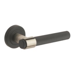 Designer Levers Kensington Knurled Lever on Rose Door Handle Pair Black / Nickel