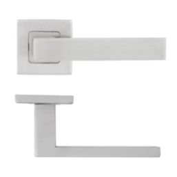 Eclipse Insignia Square Fire Rated Lever on Rose Door Handle Pair Satin Stainless Steel