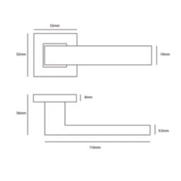 Eclipse Insignia Square Fire Rated Lever on Rose Door Handle Pair Satin Stainless Steel