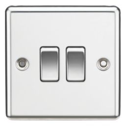 Knightsbridge  10AX 2-Gang 2-Way Light Switch  Polished Chrome