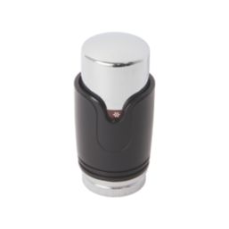 Flomasta  1/2" x 15mm Black/Chrome Straight & L/S Modern Thermostatic Radiator Valve & Lockshield