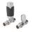 Flomasta  1/2" x 15mm Black/Chrome Straight & L/S Modern Thermostatic Radiator Valve & Lockshield