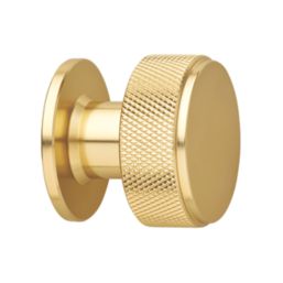 Elite Knobs & Handles Kensington Knurled Cabinet Knob Brushed Brass 35mm