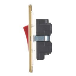 Contactum Lyric 45A 2-Gang DP Cooker Switch & 13A DP Switched Socket Brushed Brass  with White Inserts